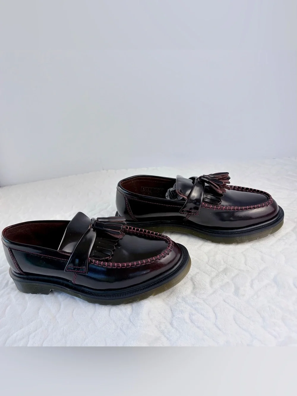 Dr. Martens Adrian Tassel Unisex Leather Loafers Burgundy Women’s 8 Men’s 7